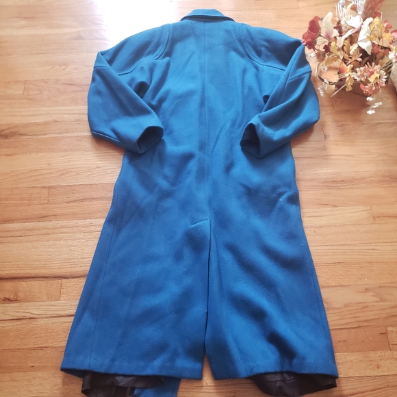 Micki! Vintage USA sz 10 blue Double-Breasted long womens wool coat - Picture 3 of 16